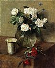 Henri Fantin-Latour White Roses and Cherries painting